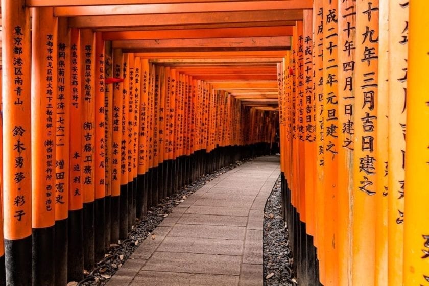 Torii gates in the Fushimi Inari in Kyoto