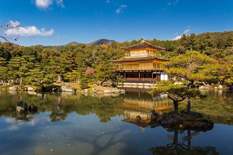 A view of Kinkaku-ji temple in Kyoto