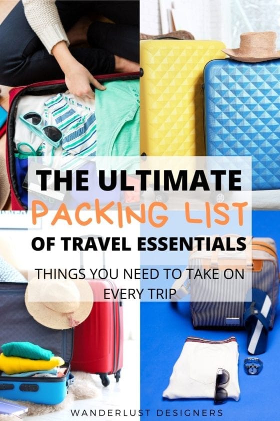 Packing list for vacation | Check out this ultimate travel essentials packing list of things you need on every vacation! From what documents to pack to what to have in your travel first aid kit, this packing list will help you remember what to pack on your vacation! | what to pack | travel packing essentials | packing checklist | things to pack for a trip | odd packing essentials | pack list | top things to pack for travel | #packinglist #travelessentialslist #travelessentials #travelessential #traveltips