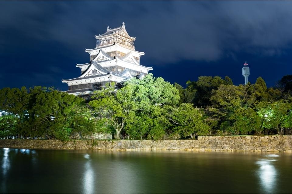 Hiroshima castle at night By Leung Cho Pan