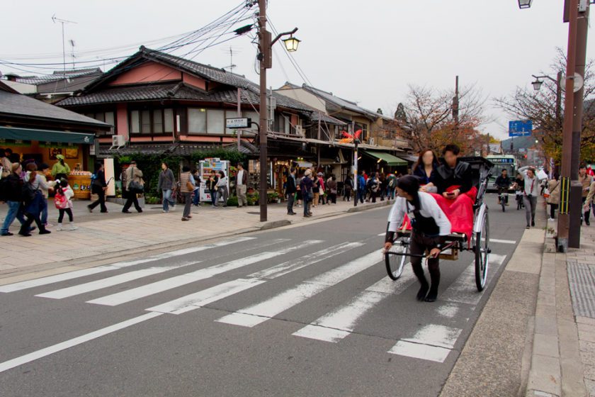 a busy street in kyoto japan