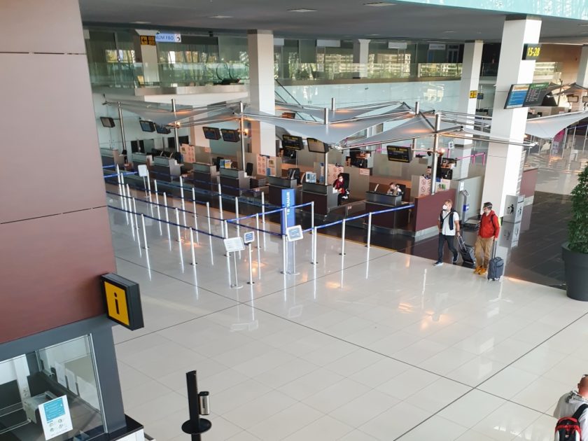 check in desks in the bratislava airport