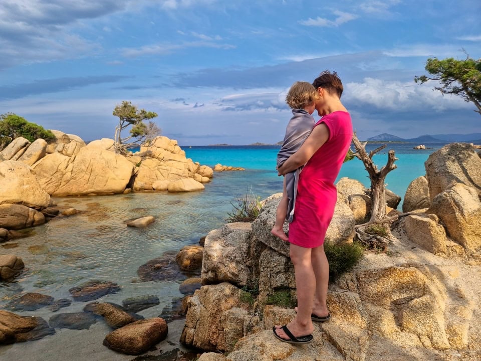 me and emma by the sea in sardinia italy beach capo cappricioli