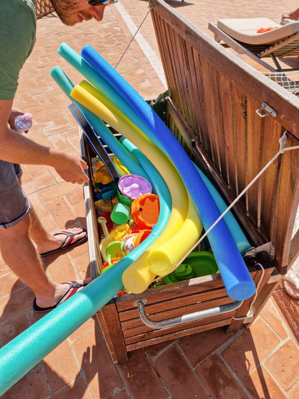 beach and pool toys in a hotel in sardinia