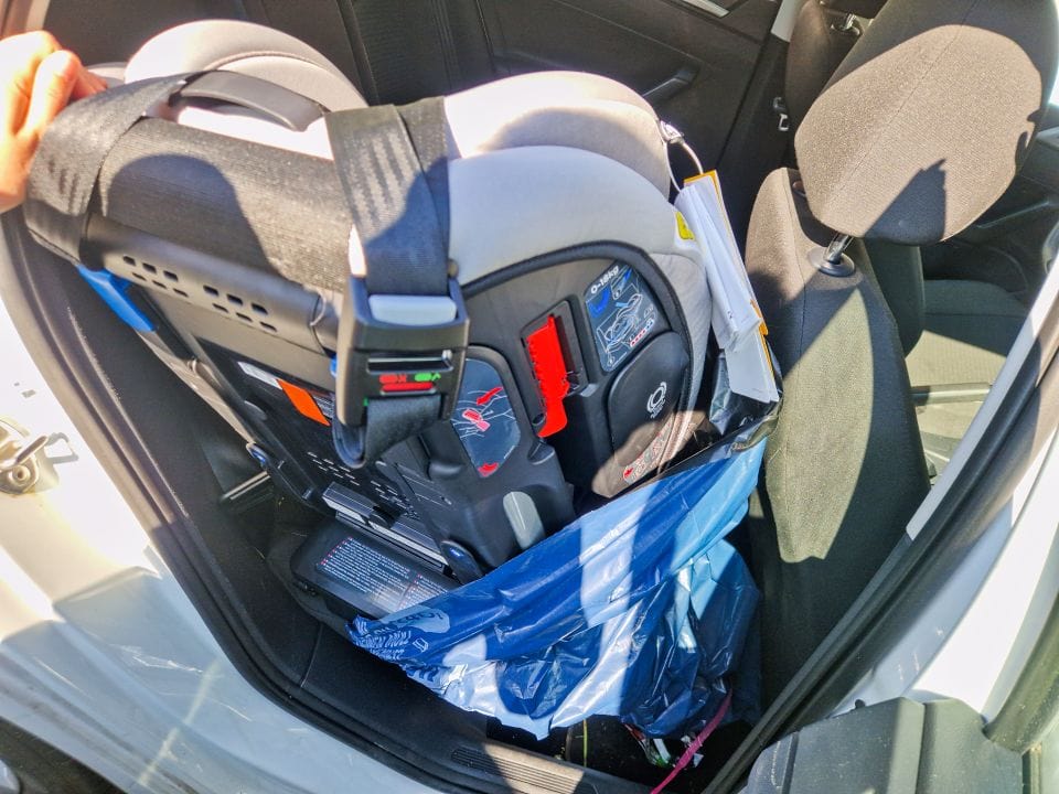 half packed car seat in a car